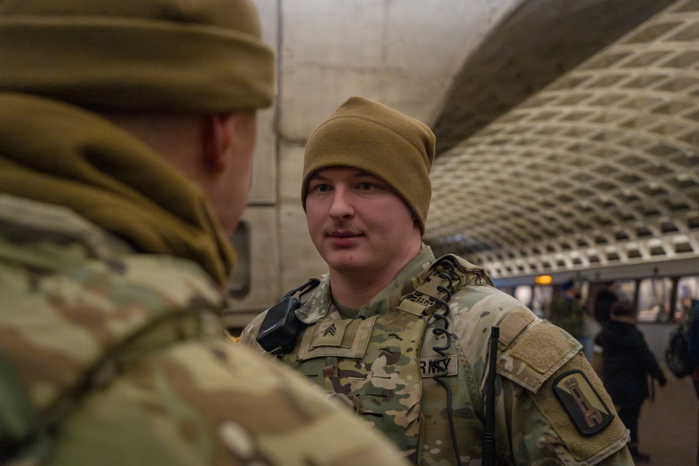 Joint Task Force Magnolia service members patrol in the Washington Metro