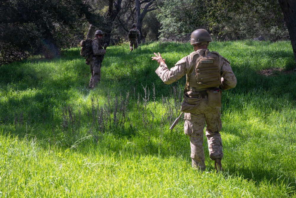 2nd Bn, 1st Marines conduct a foot patrol along the southern border