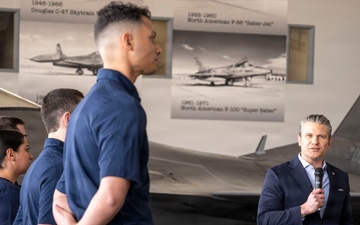 Secretary of War administers oath of enlistment to 140th Airmen