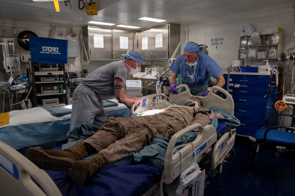 11th MEU Marines, Sailors Conduct Simulated Mass Casualty Exercises Aboard USS Boxer