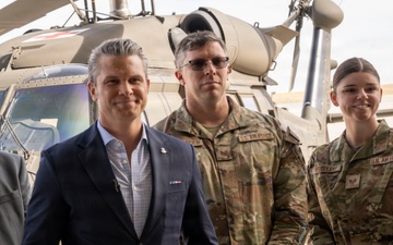 Secretary of War Pete Hegseth administers oath of enlistment at 140th Wing
