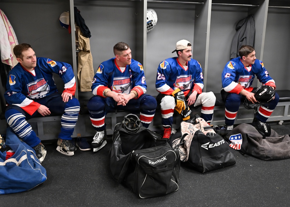 104th Fighter Wing Hockey Team celebrates 50th Anniversary, faces off in fourth “Battle of the Bases” against 103rd Airlift Wing