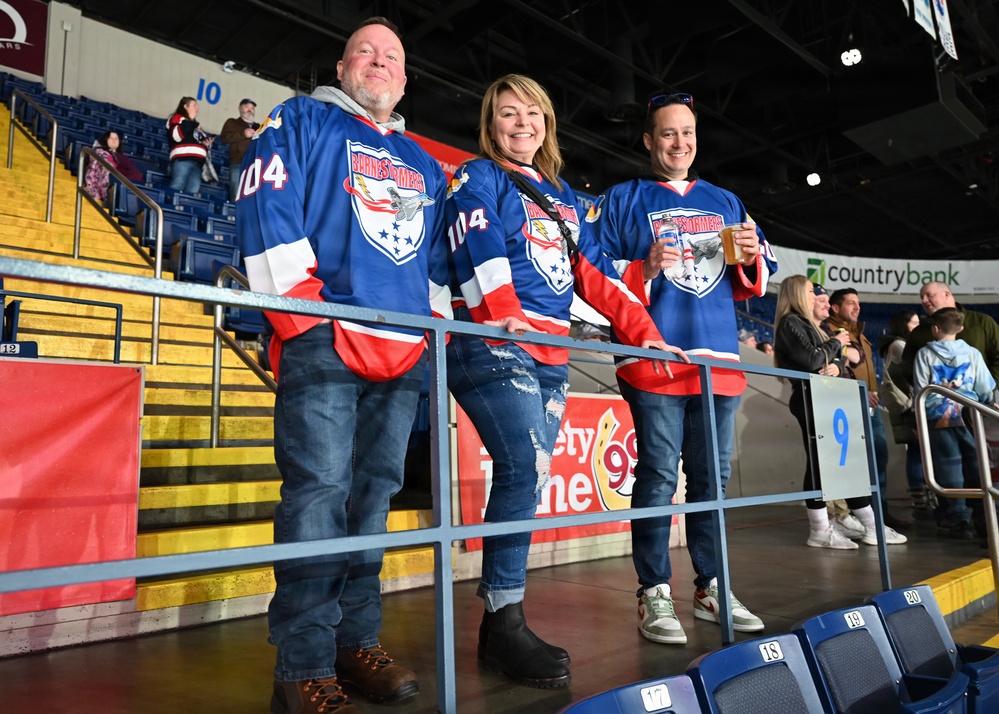 104th Fighter Wing Hockey Team celebrates 50th Anniversary, faces off in fourth “Battle of the Bases” against 103rd Airlift Wing