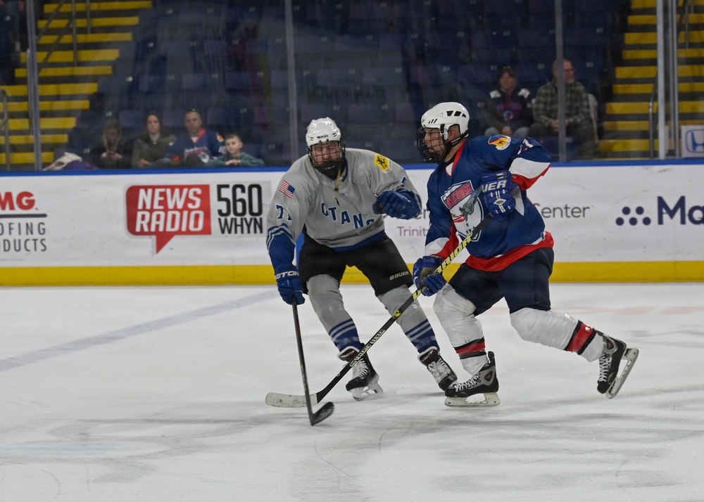 104th Fighter Wing Hockey Team celebrates 50th Anniversary, faces off in fourth “Battle of the Bases” against 103rd Airlift Wing