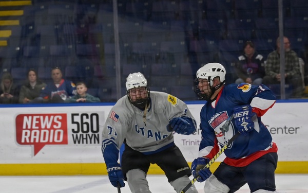 104th Fighter Wing Hockey Team celebrates 50th Anniversary, faces off in fourth “Battle of the Bases” against 103rd Airlift Wing