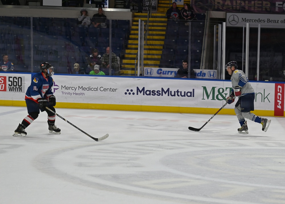 104th Fighter Wing Hockey Team celebrates 50th Anniversary, faces off in fourth “Battle of the Bases” against 103rd Airlift Wing