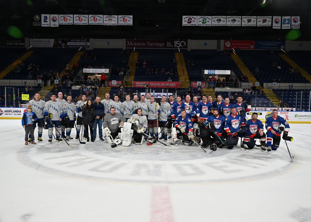104th Fighter Wing Hockey Team celebrates 50th Anniversary, faces off in fourth “Battle of the Bases” against 103rd Airlift Wing