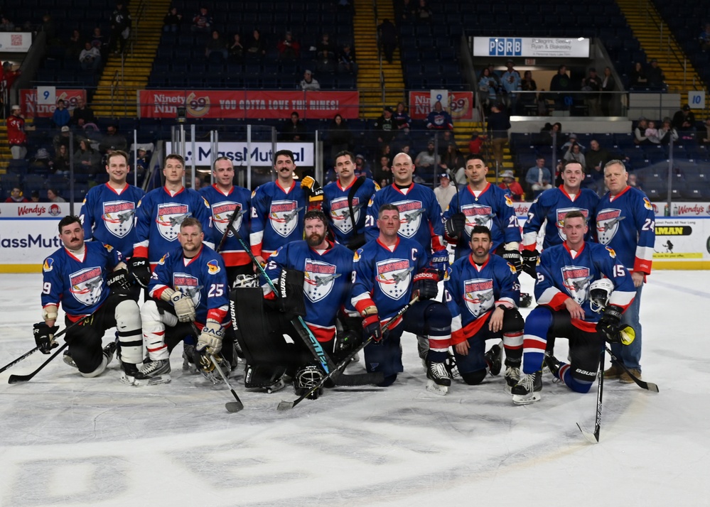 104th Fighter Wing Hockey Team celebrates 50th Anniversary, faces off in fourth “Battle of the Bases” against 103rd Airlift Wing