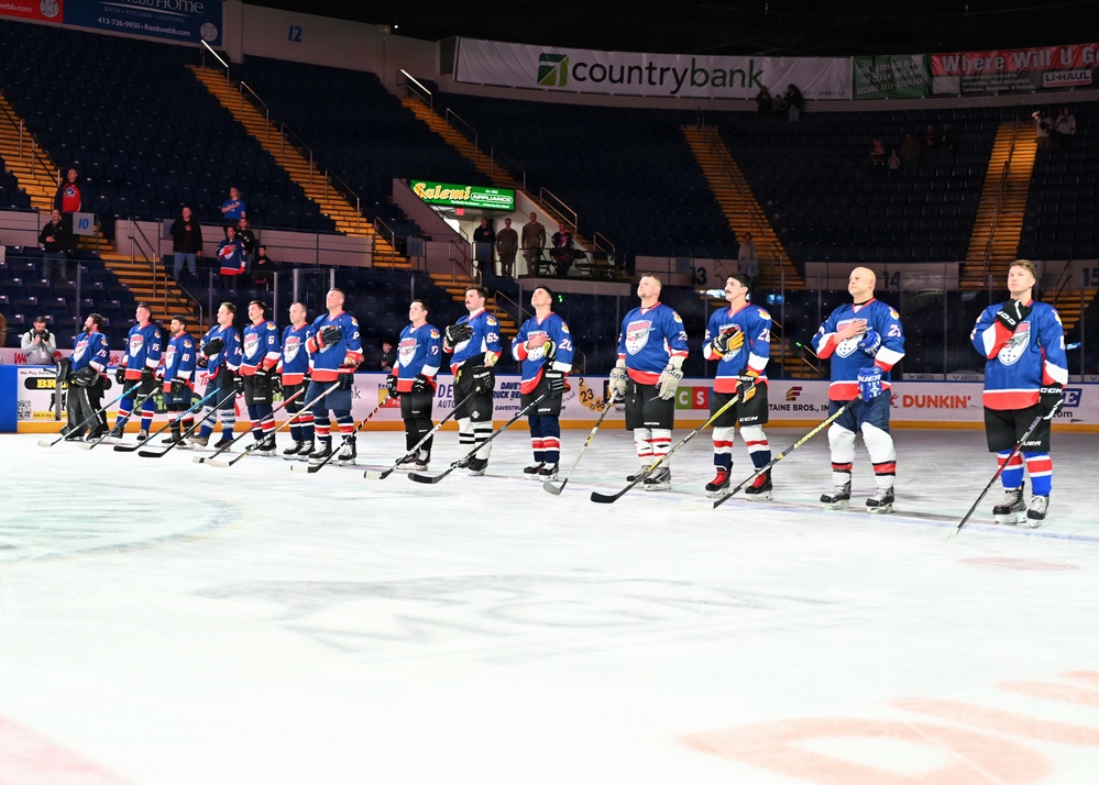 104th Fighter Wing Hockey Team celebrates 50th Anniversary, faces off in fourth “Battle of the Bases” against 103rd Airlift Wing