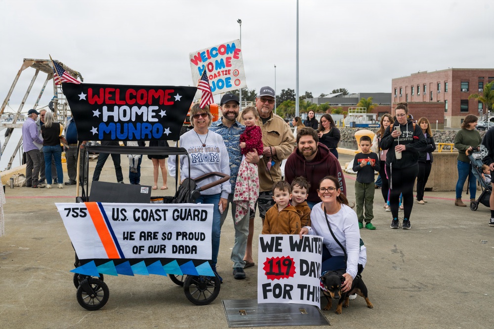 Coast Guard Cutter Munro crew returns home after 119-day, multi-mission patrol