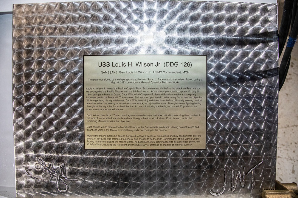 Keel laying ceremony at Bath Iron Works in Bath, Maine for the future USS Louis H. Wilson, Jr. (DDG 126)