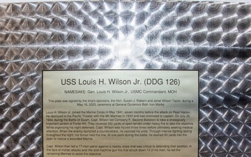 Keel laying ceremony at Bath Iron Works in Bath, Maine for the future USS Louis H. Wilson, Jr. (DDG 126)