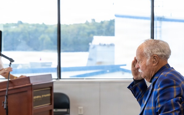 Mast stepping ceremony at Bath Iron Works for the future USS Louis H. Wilson, Jr. (DDG 126)