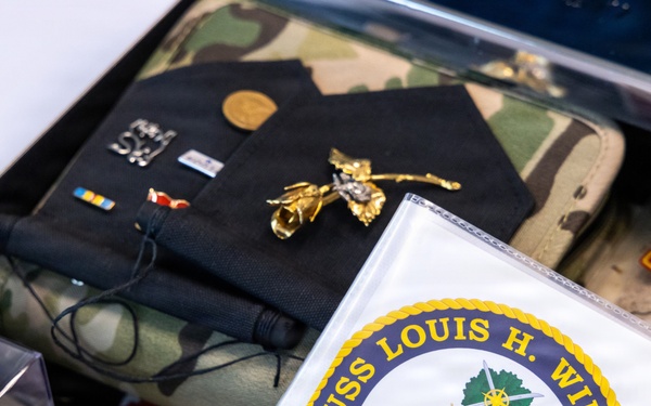 Mast stepping ceremony at Bath Iron Works for the future USS Louis H. Wilson, Jr. (DDG 126)