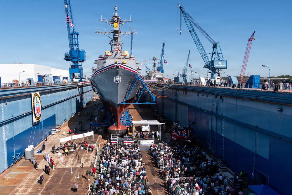 Christening ceremony of the future USS Louis H. Wilson, Jr. (DDG 126)