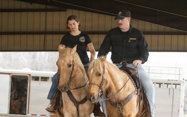 U.S. Marine Corps Mounted Color Guard conducts horsemanship training in preparation for Houston Livestock Show and Rodeo