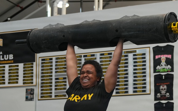 1st Armored Division Soldiers participate in the Strong Man Competition