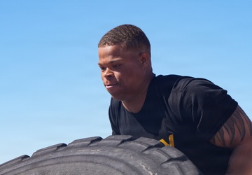 1st Armored Division Soldiers participate in the Strong Man Competition