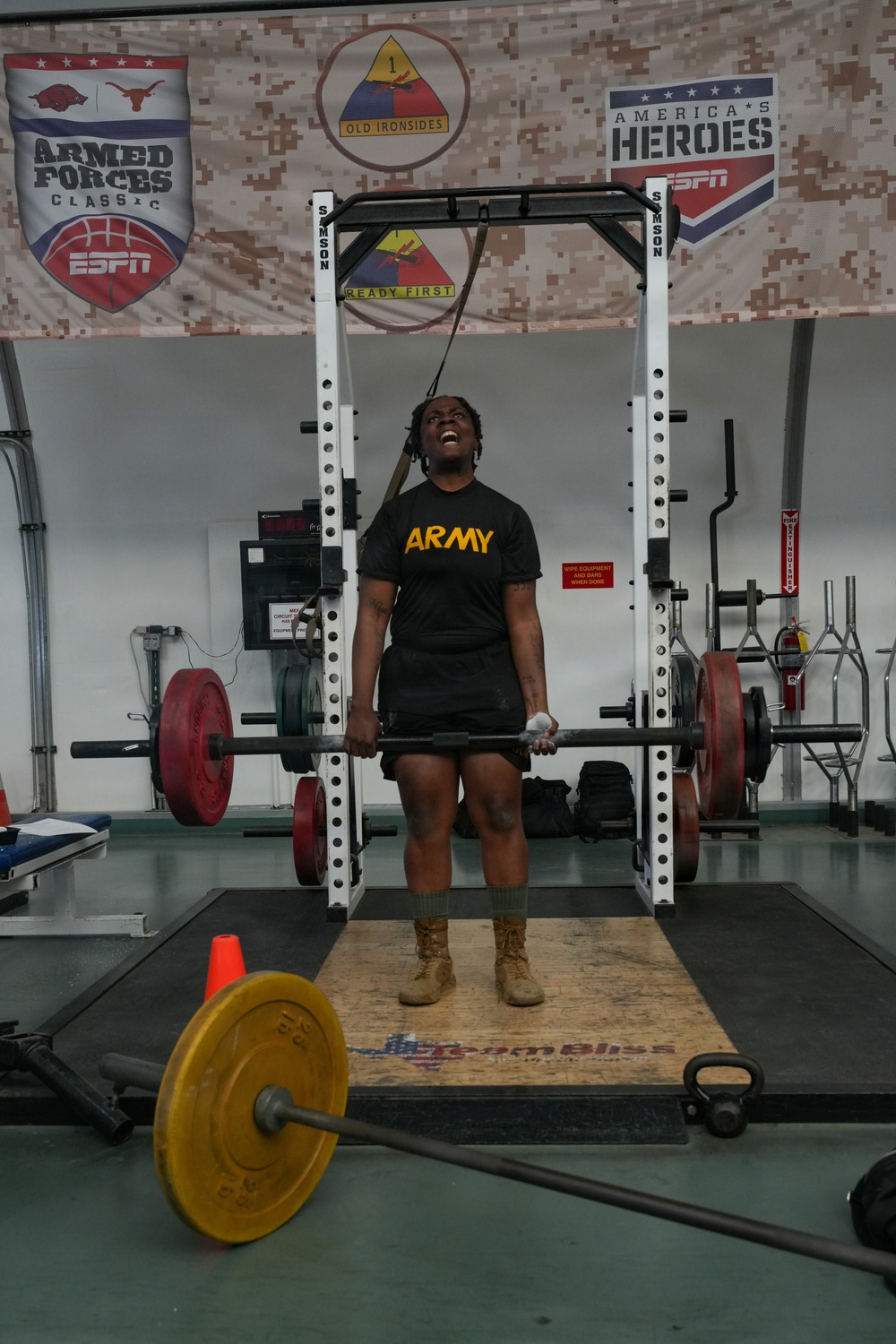 1st Armored Division Soldiers participate in the Strong Man Competition