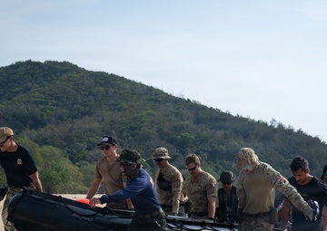 U.S. Navy and Royal Thai Navy EOD conduct floating mine response training in Thailand