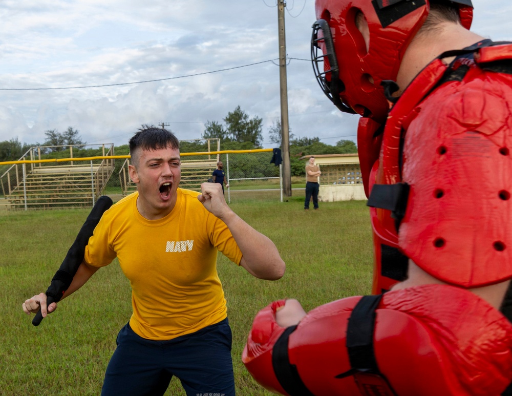 USS Emory S. Land (AS 39) Conducts Oleoresin Capsicum Qualification Course