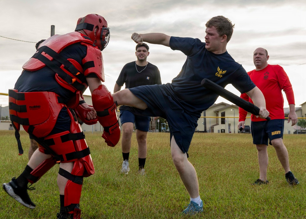 USS Emory S. Land (AS 39) Conducts Oleoresin Capsicum Qualification Course