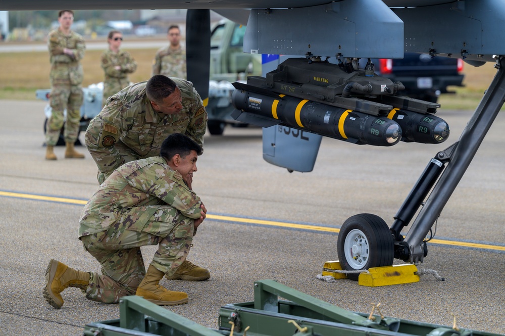 174th Attack Wing Airmen inspect AGM-114 Hellfire missiles during Sentry South 26-2