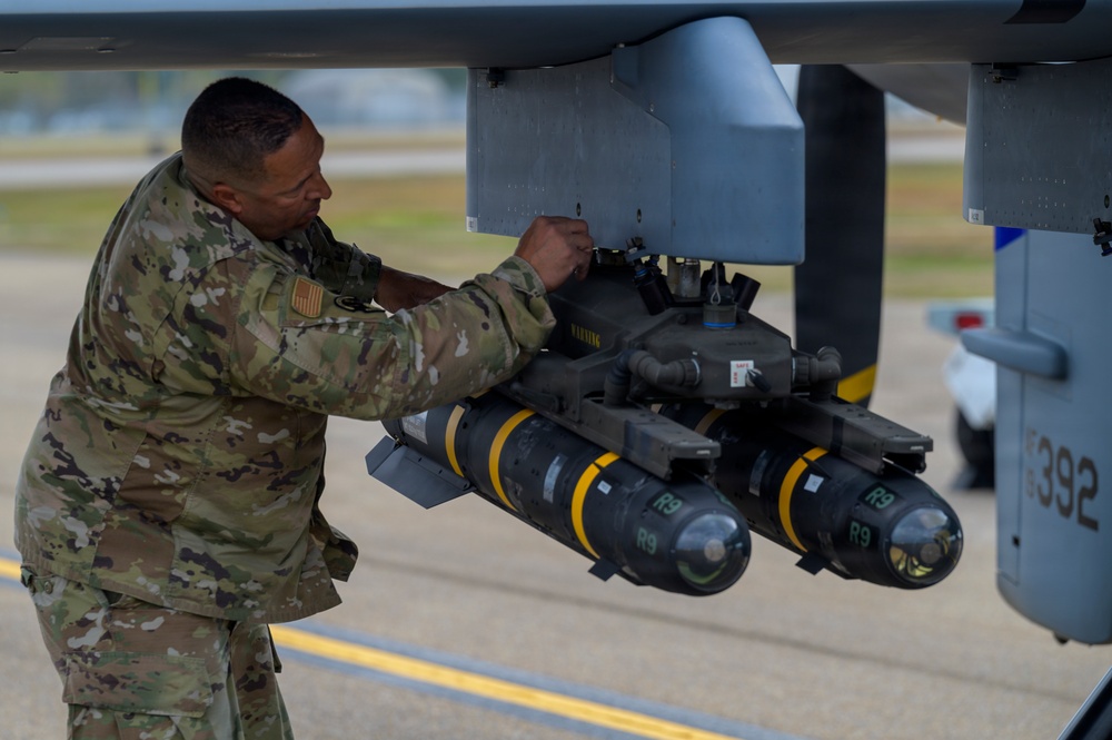 174th Attack Wing Weapons Specialist Inspects Hellfire Missile Rail During Sentry South 26-2