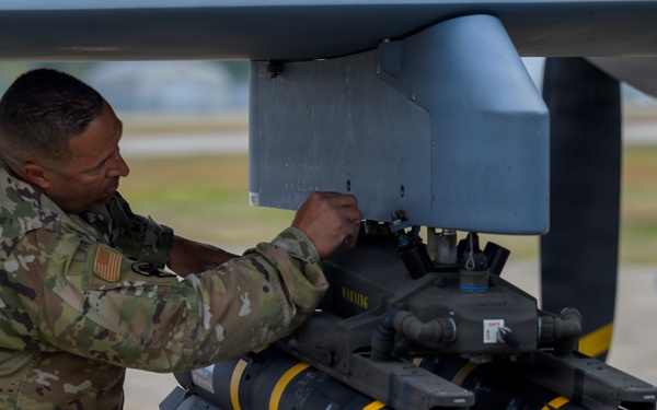174th Attack Wing Weapons Specialist Inspects Hellfire Missile Rail During Sentry South 26-2