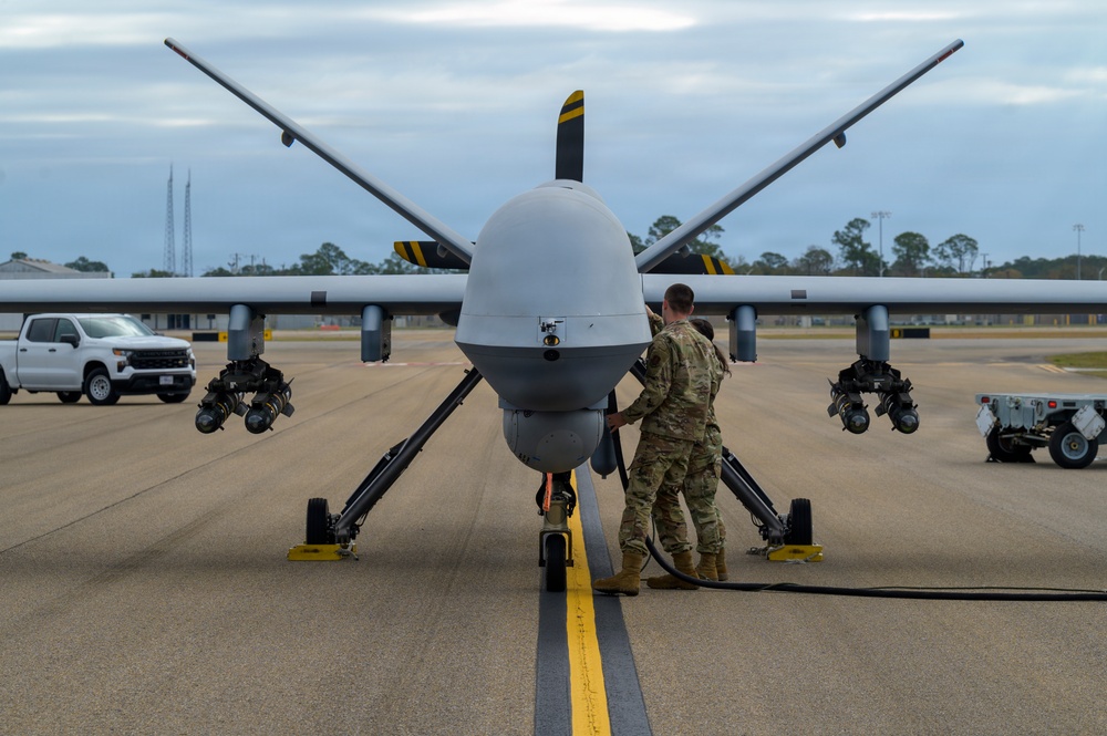 174th Attack Wing Airman Performs MQ-9 Reaper Pre-Flight Checks During Sentry South 26-2