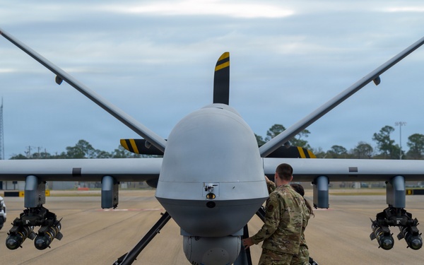 174th Attack Wing Airman Performs MQ-9 Reaper Pre-Flight Checks During Sentry South 26-2