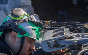 USS Bulkeley (DDG 84) Sailors perform helicopter maintenance, Feb. 19, 2026