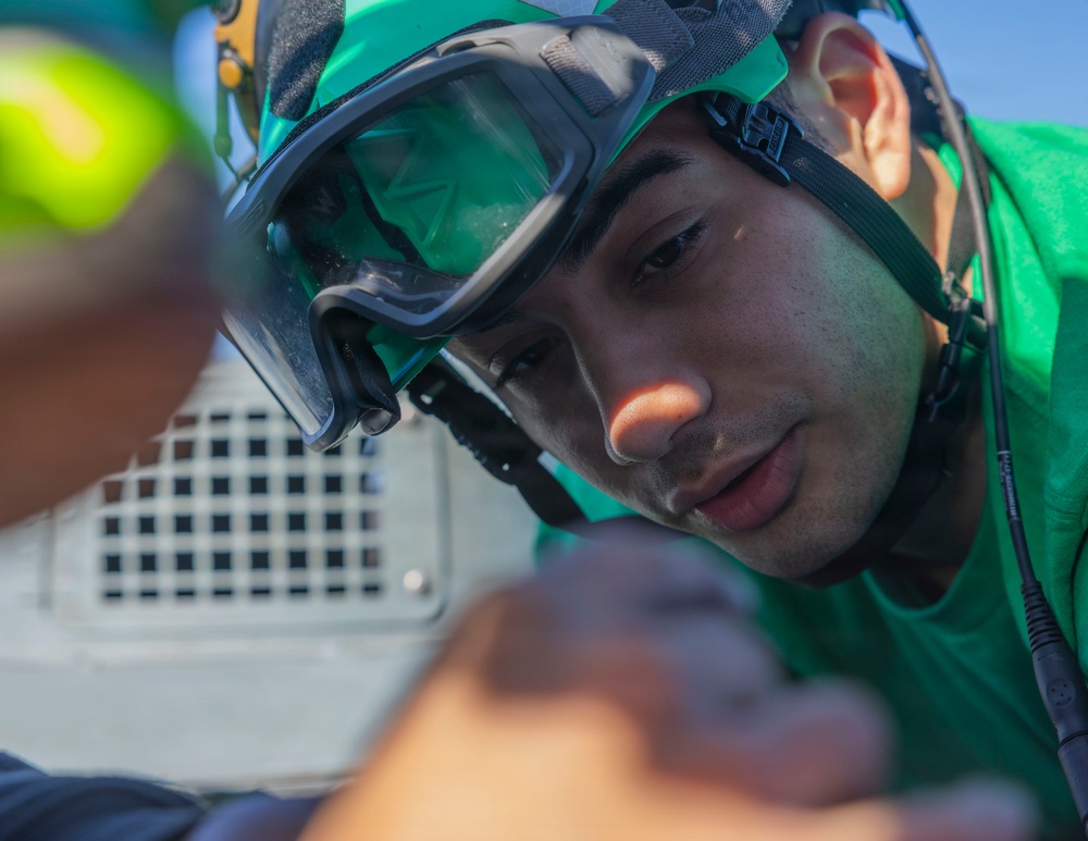 USS Bulkeley (DDG 84) Sailors perform helicopter maintenance, Feb. 19, 2026