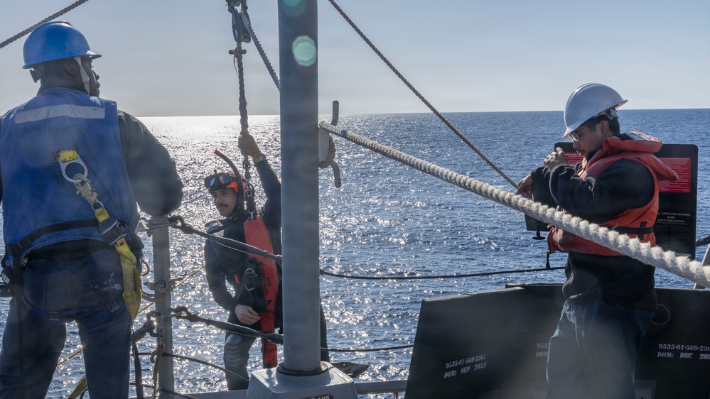 USS Bulkeley (DDG 84) Sailors perform man overboard drill, Feb. 20, 2026