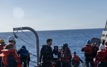 USS Bulkeley (DDG 84) Sailors perform man overboard drill, Feb. 20, 2026