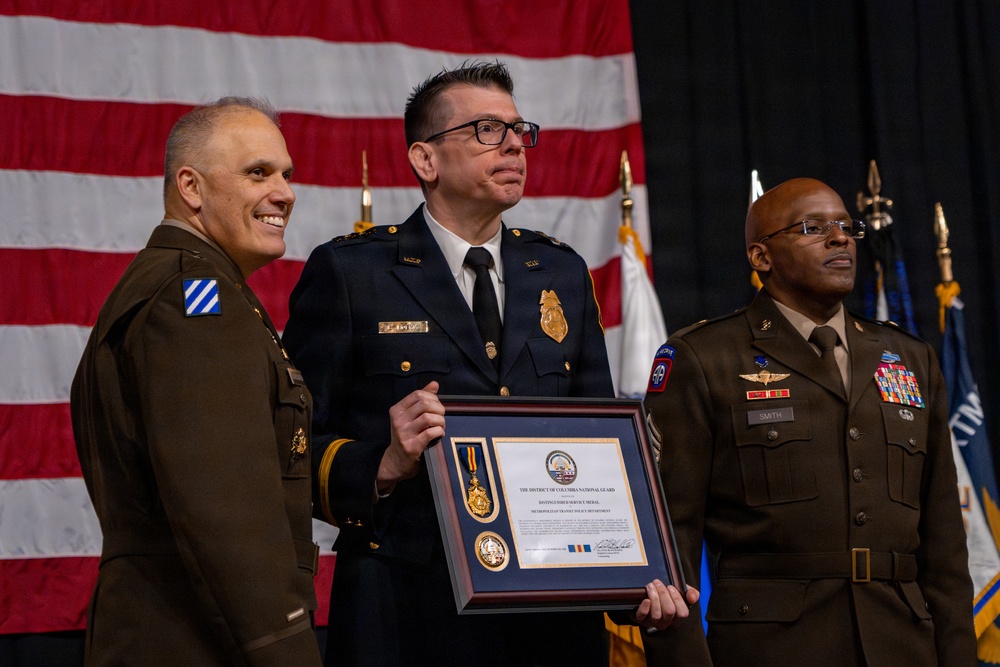 Metropolitan Transit Police Department Officers awarded as D.C. National Guard hosts a Law Enforcement Recognition Ceremony