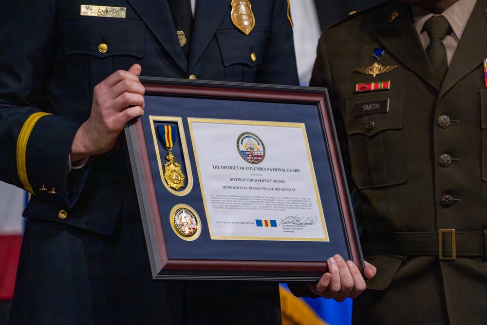 Metropolitan Transit Police Department Officers awarded as D.C. National Guard hosts a Law Enforcement Recognition Ceremony