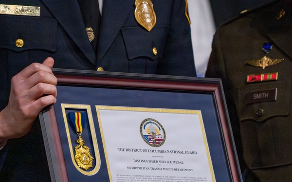 Metropolitan Transit Police Department Officers awarded as D.C. National Guard hosts a Law Enforcement Recognition Ceremony