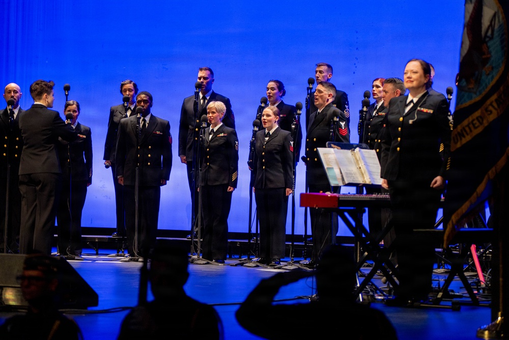 The US Navy Band Seachanters perform at the Klein Memorial Hall in Bridgeport, CT