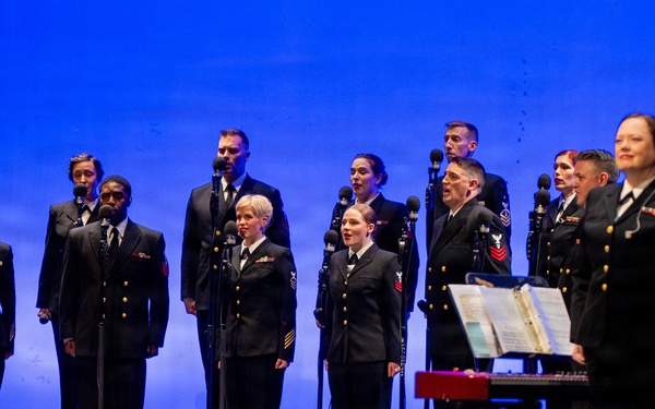The US Navy Band Seachanters perform at the Klein Memorial Hall in Bridgeport, CT
