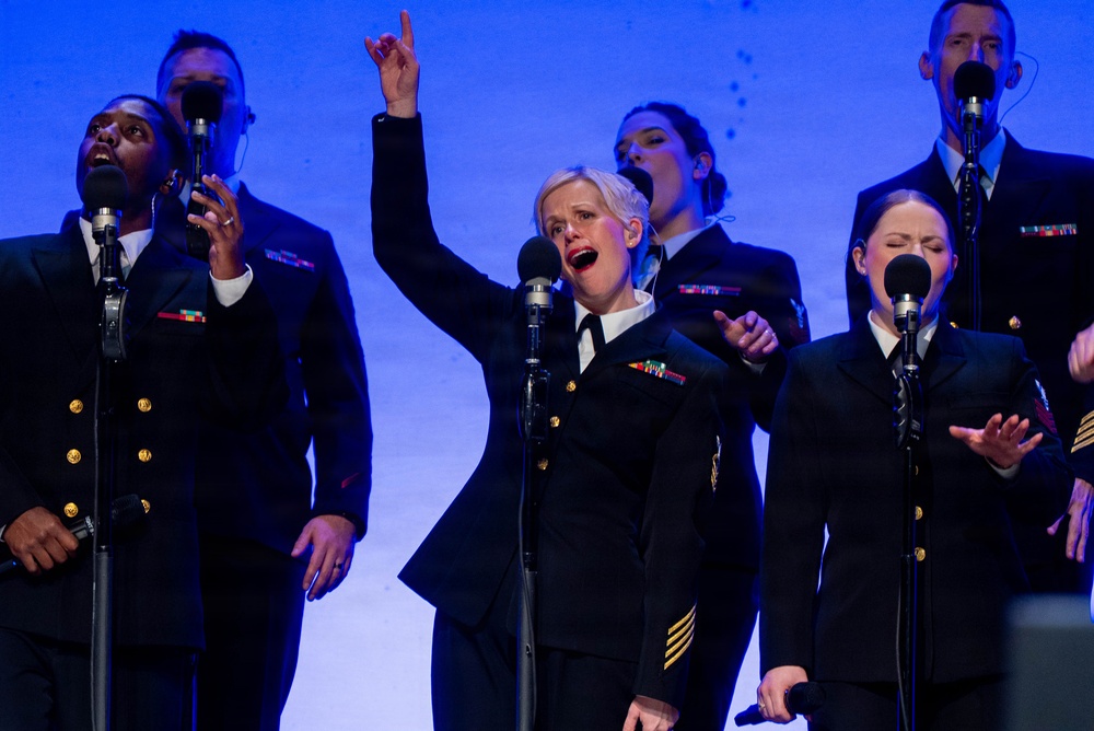 Chief Musician Sarah Tietsort performs at the Klein Memorial Hall in Bridgeport, CT