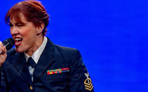 Chief Musician Maia Rodriguez performs at the Klein Memorial Hall in Bridgeport, CT