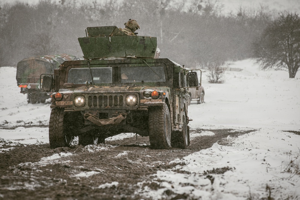 173rd Airborne Brigade Soldiers execute mounted weapons training in Romania
