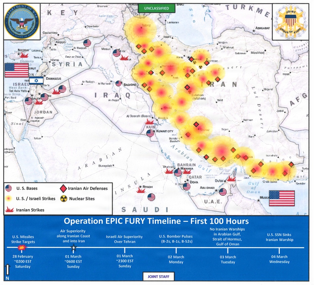 Operation Epic Fury First 100 Hours Map