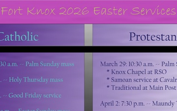 Fort Knox announces 2026 Easter services for Protestants, Catholics