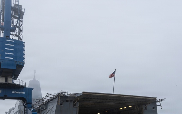 Marines with 2nd AA Bn conduct ACV well deck operations aboard USS Arlington