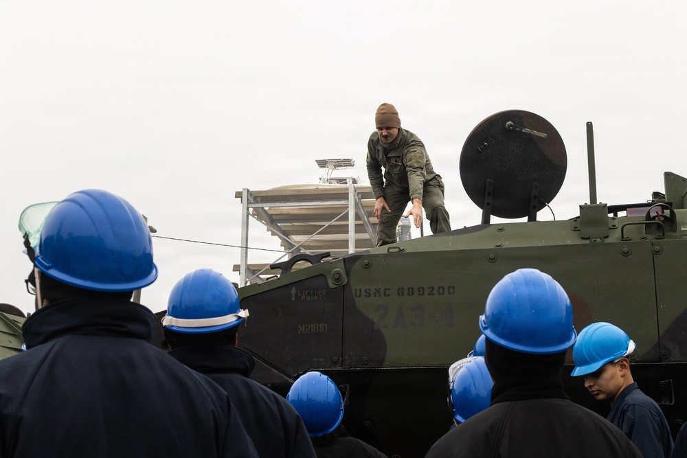 Marines with 2nd AA Bn conduct ACV well deck operations aboard USS Arlington