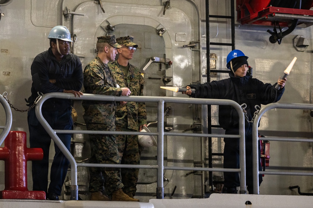 Marines with 2nd AA Bn conduct ACV well deck operations aboard USS Arlington