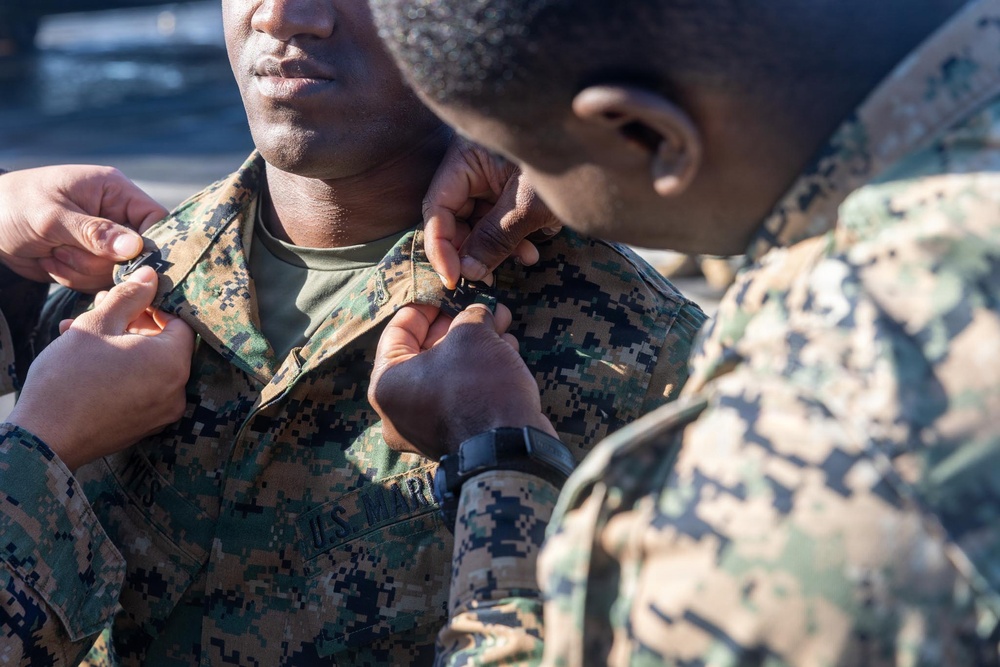BLT 3/5 Marine gets Promoted at Sea