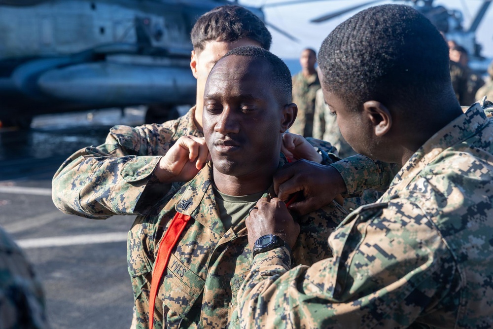 BLT 3/5 Marine gets Promoted at Sea